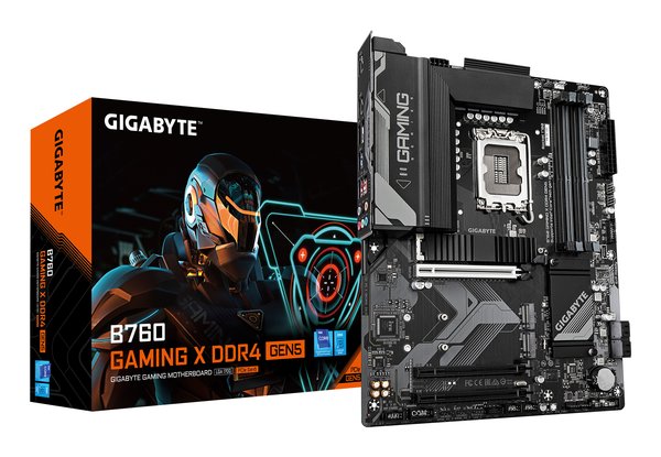 Материнская плата Gigabyte B760 GAMING X D4 GEN5, LGA1700, Intel B760, 4xDDR4, 4xSATA, 3xM.2, 1xPCIe 5.0 x16, 2xPCIe 3.0 x1, 1xHDMI, 1xDP, 1x2.5Gb LAN, 1xUSB-A 10Gbps, 2xUSB-A 5Gbps, 5xUSB-A 2.0, 6x3.5 мм, 7.1, ATX