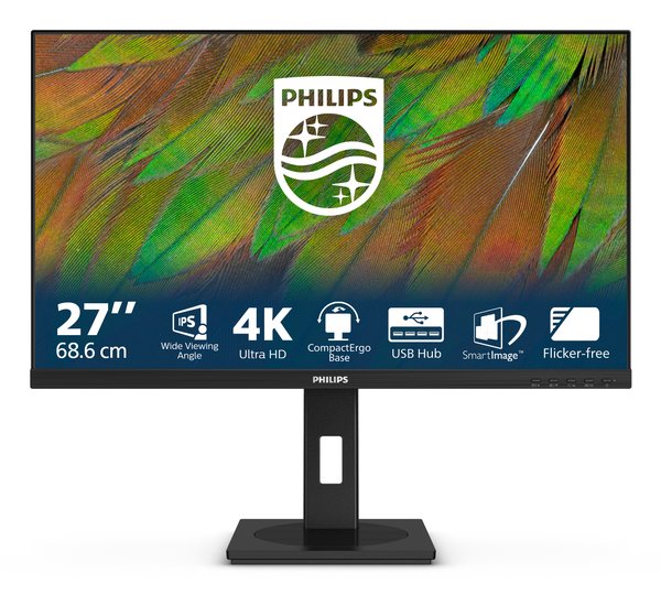 Монитор 27" Philips 27B1N3800/00 IPS 3840x2160, 60 Гц, 4 мс, 16:9, 350 кд/м², HDMI 2.0, DP 1.4, USB Hub (4x USB 3.2), 3.5 Jack, HDR10, динамики (2x2 Вт), черный
