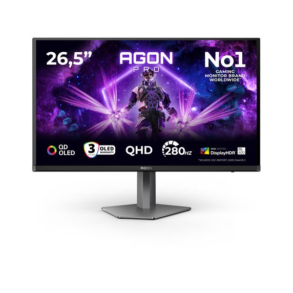 Монитор AOC 27" AG276QZD2 черный QD OLED LED 16:9 HDMI M/M матовая HAS Piv 1500000:1 1000cd 178гр/178гр 2560x1440 240Hz DP Quad 2K (1440p) USB