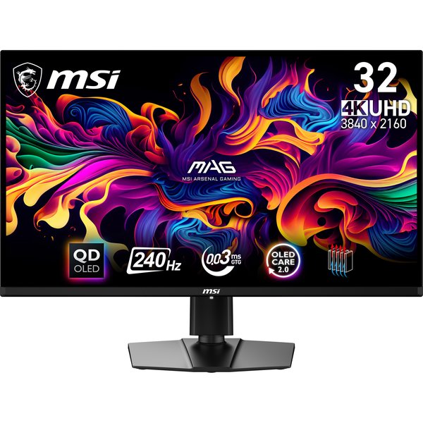 Монитор 31.5" MSI MAG 321UPX QD-OLED 3840x2160, 240 Гц, 0.03 мс, 16:9, 1000 кд/м², DisplayHDR True Black 400, DP 1.4a, HDMI 2.1, USB-C, 3.5 Jack, Adaptive-Sync, PIP, черный