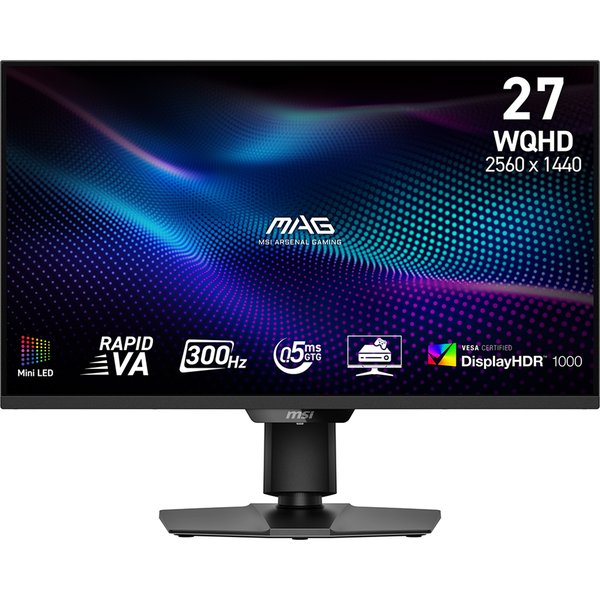 Монитор 27" MSI MAG 274QPF X30MV Rapid VA 2560x1440, 300 Гц, 0.5 мс, 16:9, 1000 кд/м², miniLED, DisplayHDR 1000, HDMI 2.1, DP 1.4a, 3.5 Jack, Adaptive-Sync, черный