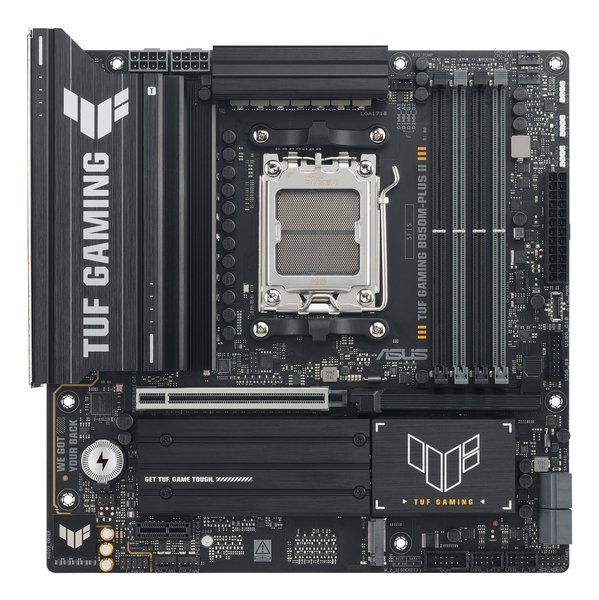 Материнская плата ASUS TUF GAMING B850M-PLUS II, AM5, AMD B850, 4xDDR5, 4xSATA, 3xM.2, 1xPCIe 5.0 x16, 1xPCIe 4.0 x1, 1xHDMI, 1xDP, 1x2.5Gb LAN, 1xUSB-C 20Gbps, 3xUSB-A 10Gbps, 4xUSB-A 5Gbps, 4xUSB-A 2.0, 3x3.5 мм, 7.1, mATX