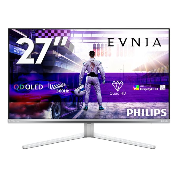 Монитор 26.5" Philips Evnia 27M2N8500 QD-OLED 2560x1440, 360 Гц, 0.03 мс, 16:9, 250 кд/м², 2xHDMI 2.1, DP 1.4, USB Hub (2x USB 3.2), 3.5 Jack, DisplayHDR True Black 400, FreeSync, G-Sync, динамики (2x5 Вт), Ambiglow, белый