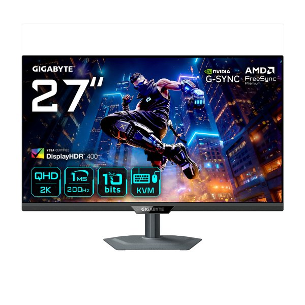 Монитор 27" Gigabyte M27Q2 QD IPS 2560x1440, 200 Гц, 1 мс (GtG), 16:9, 350 кд/м², 2xHDMI 2.0, DP 1.4, USB-C (18 Вт), USB Hub (2x USB 3.2), 3.5 Jack, DisplayHDR 400, G-Sync, KVM, VESA 100x100, черный