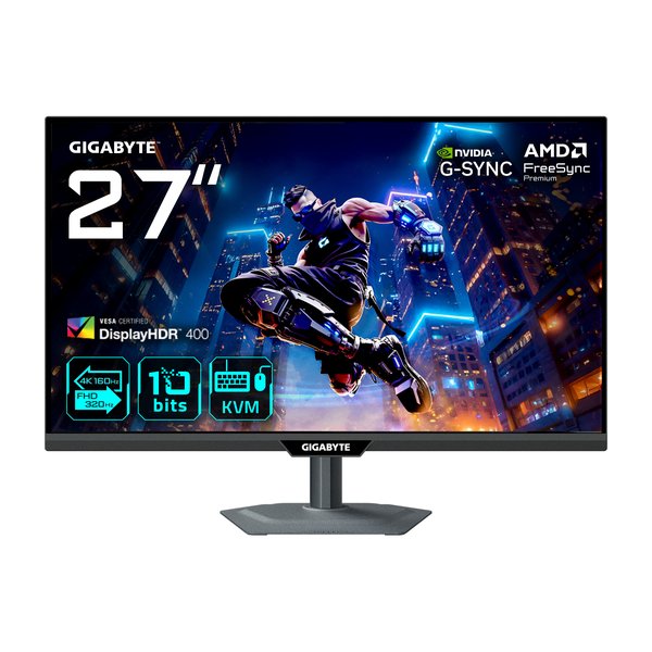 Монитор 27" Gigabyte M27UP EK IPS 3840x2160, 160 Гц, 1 мс, 16:9, 350 кд/м², 2xHDMI 2.1, DP 1.4, USB-C, USB Hub (4x USB 3.2), 3.5 Jack, динамики (2x5 Вт), DisplayHDR 400, FreeSync Premium, G-Sync Compatible, VESA 100x100, черный