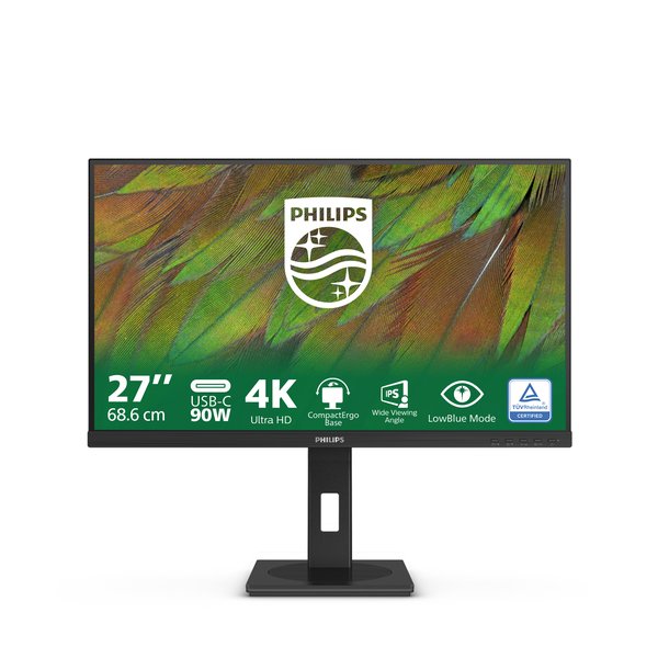 Монитор 27" Philips 27B1U3900 IPS 3840x2160, 60 Гц, 4 мс (GtG), 16:9, 350 кд/м², 2xHDMI 2.0, DP 1.4, USB-C (90 Вт), USB Hub (3x USB 3.2), 3.5 Jack, LAN, динамики (2x2 Вт), VESA 100x100, черный