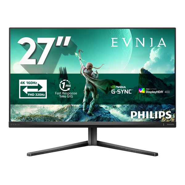 Монитор 27" Philips Evnia 27M2N3800A/01 Fast IPS 3840x2160, 160 Гц, 0.5 мс, 16:9, 450 кд/м², 2xHDMI 2.1, DP 1.4, 3.5 Jack, DisplayHDR 400, G-Sync, Adaptive-Sync, динамики (2x2 Вт), VESA 100x100, черный