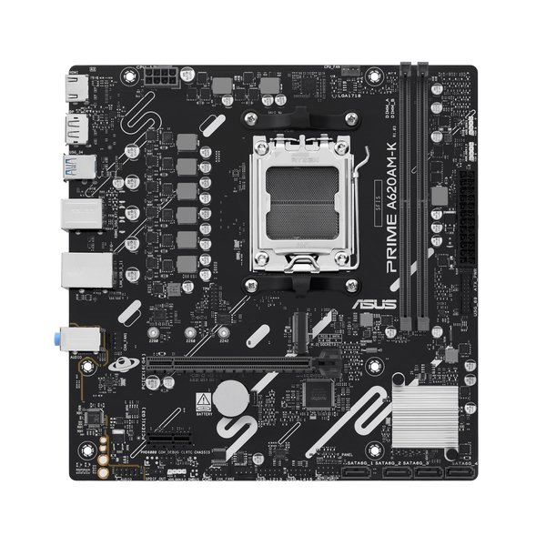 Материнская плата ASUS PRIME A620M-K, AM5, AMD A620, 2xDDR5, 4xSATA, 1xM.2, 1xPCIe 4.0 x16, 1xPCIe 3.0 x1, 1xHDMI, 1xDP, 1x1Gb LAN, 4xUSB-A 5Gbps, 2xUSB-A 2.0, 3x3.5 мм, 7.1, mATX