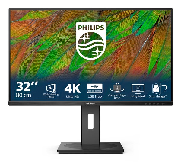 Монитор 31.5" Philips 32B1N3800 VA 3840x2160, 60 Гц, 4 мс, 16:9, 350 кд/м², 2xHDMI 2.0, DP 1.4, 3.5 Jack, USB Hub (4x USB 3.2 Gen1), динамики (2x3 Вт), HDR10, черный