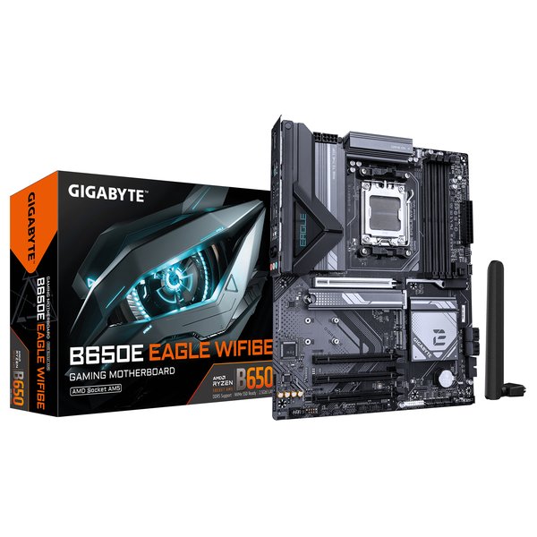 Материнская плата Gigabyte B650E EAGLE WIFI6E, AM5, AMD B650E, 4xDDR5, 4xSATA, 3xM.2, 1xPCIe 5.0 x16, 1xPCIe 4.0 x4, 2xPCIe 3.0 x1, 1xHDMI, 1xDP, 1x2.5Gb LAN, Wi-Fi 6E, Bluetooth 5.3, 1xUSB-C 5Gbps, 2xUSB-A 10Gbps, 2xUSB-A 5Gbps, 4xUSB-A 2.0, 1xPS/2, 3x3.5 мм, 7.1, ATX