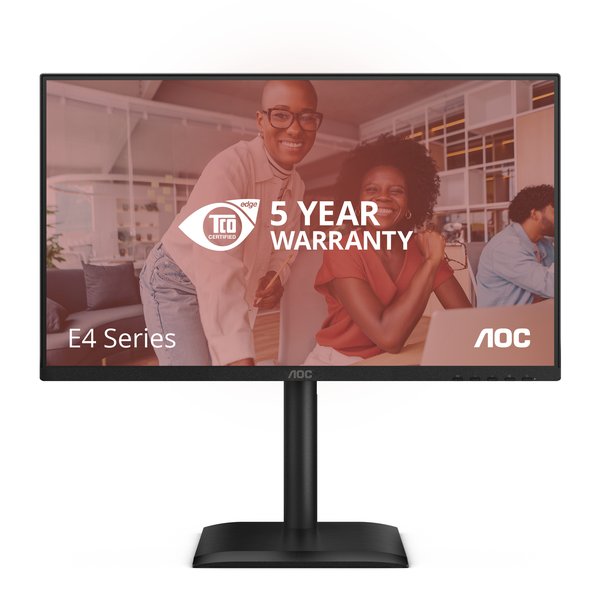 Монитор 23.8" AOC 24E4U IPS 1920x1080, 120 Гц, 4 мс, 16:9, 300 кд/м², HDMI 1.4, DP 1.2, VGA, USB-C, USB Hub (5x USB 3.2, вкл. USB-B), 3.5 Jack, динамики (2x2 Вт), HDR10, Adaptive-Sync, черный