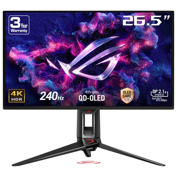 Монитор Asus 26.5" ROG Swift PG27UCDM черный QD OLED LED 16:9 HDMI полуматовая HAS Piv 450cd 178гр/178гр 3840x2160 240Hz DP Quad 4K (2160p) USB 7.62кг