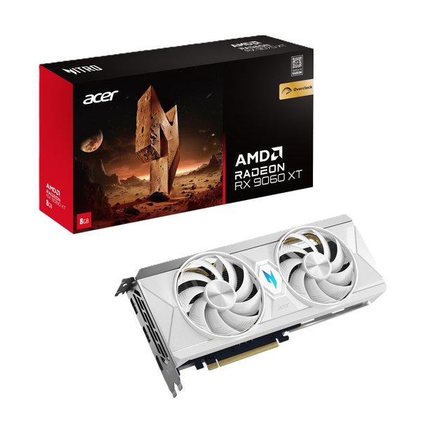 Видеокарта Acer RX9060XT NITRO WHITE OC 8Gb GDDR6 128bit 2xDP HDMI 2FAN RTL