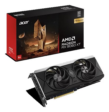 Видеокарта Acer DP.Z4UWW.P01, AMD Radeon RX 9060 XT, 8 ГБ GDDR6, 128 бит, PCI-e 5.0, 1xHDMI, 2xDP