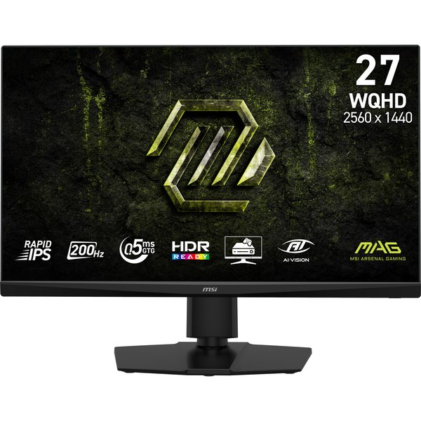 Монитор 27" MSI MAG 272QPF E20 Rapid IPS 2560x1440, 200 Гц, 0.5 мс, 16:9, 300 кд/м², 2xHDMI 2.0b, DP 1.4, USB-C (15 Вт), 3.5 Jack, HDR10, Adaptive-Sync, черный