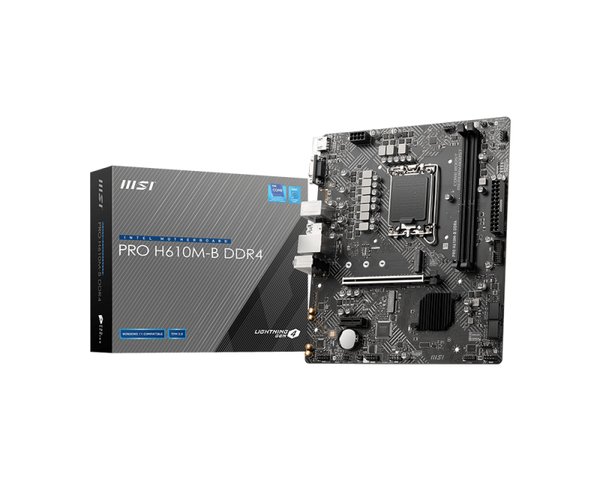Материнская плата MSI PRO H610M-B, LGA1700, Intel H610, 2xDDR5, 4xSATA, 1xM.2, 1xPCIe 4.0 x16, 1xPCIe x1, 1xHDMI, 1xDP, 1x1Gb LAN, 2xUSB 3.2 Gen 1, 4xUSB 2.0, 3x3.5 мм, 7.1, micro-ATX