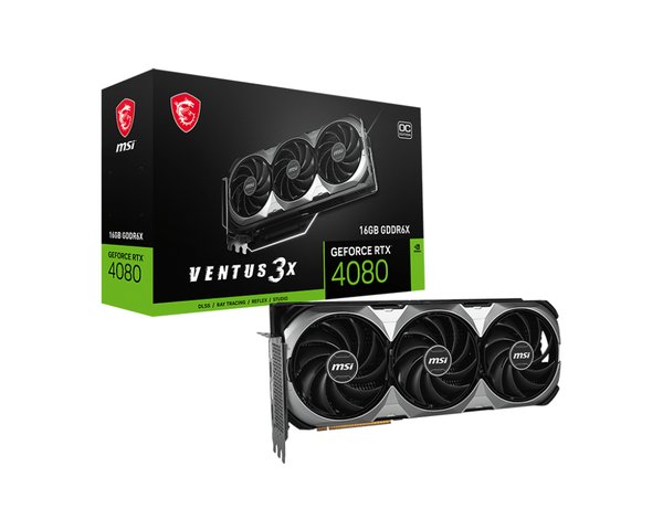 Видеокарта MSI RTX4080 VENTUS 3X E OC 16GB GDDR6X 256bit 2xDP 2xHDMI 3FAN RTL