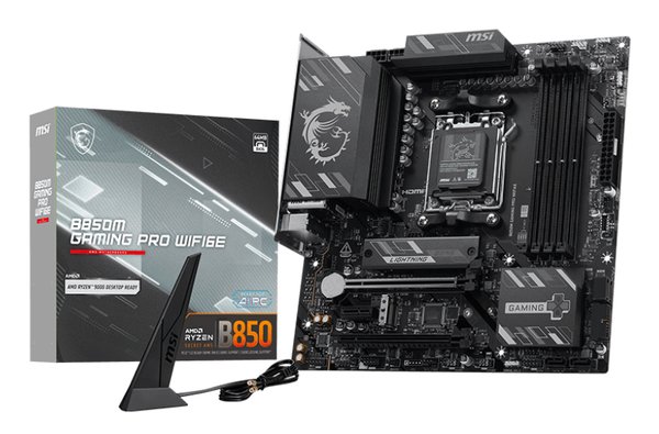 Материнская плата MSI B850M GAMING PRO WIFI6E, AM5, AMD B850, 4xDDR5, 4xSATA, 2xM.2, 2xPCIe 4.0 x16, 1xPCIe x1, 1xHDMI, 1xDP, 1x2.5Gb LAN, Wi-Fi 6E, Bluetooth 5.3, 1xUSB-C 10Gbps, 3xUSB-A 10Gbps, 4xUSB-A 5Gbps, 3x3.5 мм, 7.1, чёрный, mATX