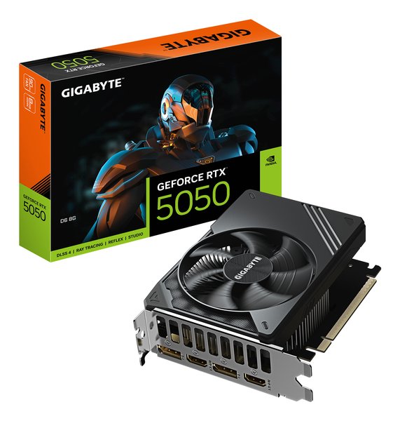 Видеокарта Gigabyte GeForce RTX 5050, NVIDIA RTX 5050, 8 ГБ GDDR6, 128 бит, PCI-e 5.0, 2xHDMI, 2xDP, 2572 МГц