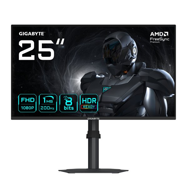 Монитор 24.5" Gigabyte G25F2 IPS 1920x1080, 200 Гц, 1 мс (GtG), 16:9, 300 кд/м², 2×HDMI 2.0, DP 1.4, 3.5 Jack, динамики (2×2 Вт), HDR10, FreeSync Premium, черный