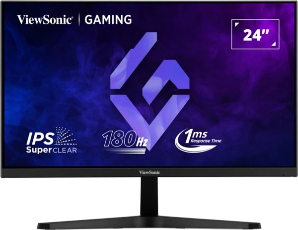 Монитор 23.8" ViewSonic VX24G1-HD IPS 1920x1080, 180 Гц, 1 мс (MPRT), 16:9, 300 кд/м², 2xHDMI 2.0, DP 1.4, 3.5 Jack, HDR10, G-Sync Compatible, черный