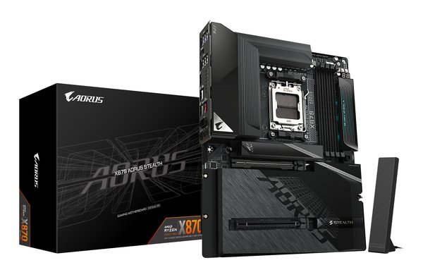 Материнская плата Gigabyte X870 AORUS STEALTH, AM5, AMD X870, 4xDDR5, 2xSATA, 4xM.2, 1xPCIe 5.0 x16, 1xPCIe 4.0 x16, 1xHDMI, 1x5Gb LAN, Wi-Fi 7, Bluetooth 5.4, 2xUSB-C 40Gbps (USB4), 1xUSB-C 10Gbps, 4xUSB-A 10Gbps, 4xUSB-A 5Gbps, 4xUSB-A 2.0, 3x3.5 мм + S/PDIF оптический, 7.1, ATX