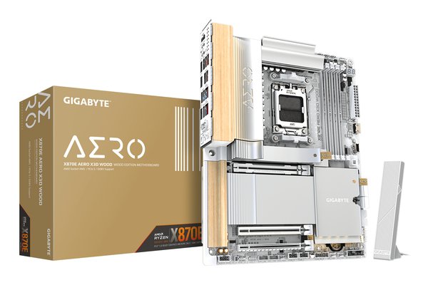 Материнская плата Gigabyte X870E AERO X3D WOOD, AM5, AMD X870E, 4xDDR5, 4xSATA, 4xM.2, 2xPCIe 5.0 x16, 1xPCIe 4.0 x16, 1xHDMI, 2x5Gb LAN, Wi-Fi 7, Bluetooth 5.4, 2xUSB-C 40Gbps (USB4), 1xUSB-C 20Gbps, 5xUSB-A 10Gbps, 3xUSB-A 5Gbps, 3x3.5 мм + S/PDIF оптический, 7.1, вставки из дерева, ATX