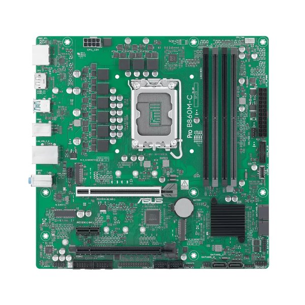 Материнская плата ASUS PRO B860M-C-CSM, LGA 1851, Intel B860, 4xDDR5, 4xSATA, 2xM.2, 1xPCIe 5.0 x16, 1xPCIe 4.0 x16, 1xPCIe 3.0 x1, 1xHDMI, 2xDP, 1x1Gb LAN, 1xUSB-C 10Gbps, 1xUSB-A 10Gbps, 2xUSB-A 2.0, 3x3.5 мм, 7.1, mATX