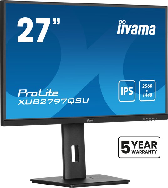 Монитор Iiyama 27" ProLite XUB2797QSU-B2 черный IPS LED 1ms 16:9 HDMI M/M матовая HAS Piv 1300:1 300cd 178гр/178гр 2560x1440 100Hz DP QHD USB 5.7кг