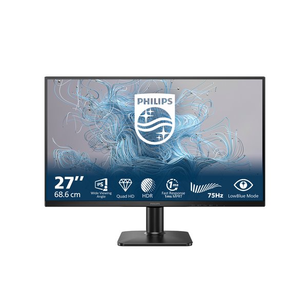 Монитор 27" Philips 27E2N1500L черный IPS LED 16:9 HDMI матовая 1000:1 300cd 178гр/178гр 2560x1440 75Hz DP Quad HD 2K (1440p) 3.19кг