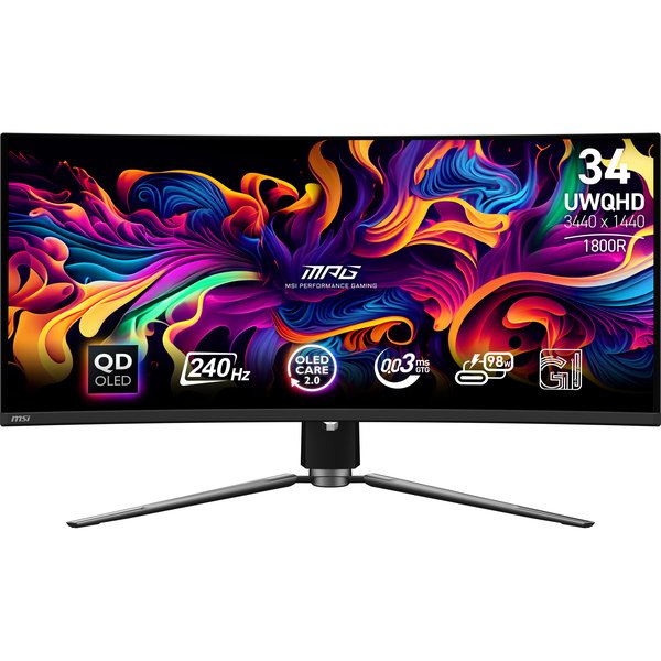 Монитор MSI 34,18" MPG 341CQPX QD-OLED 1800R, 21:9, UWQHD, 0,03ms, 240Hz, HDMI, DP, USB-C, HAS