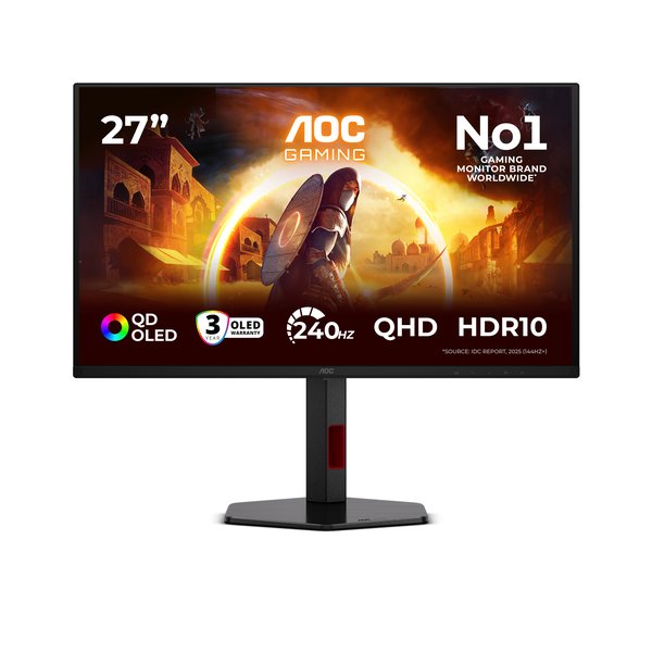 Монитор AOC 26,5" Q27G4ZDR, 16:9, QD-OLED, QHD, 0,03ms, 400cd, 240Hz, HDMI, DP, USB, HAS