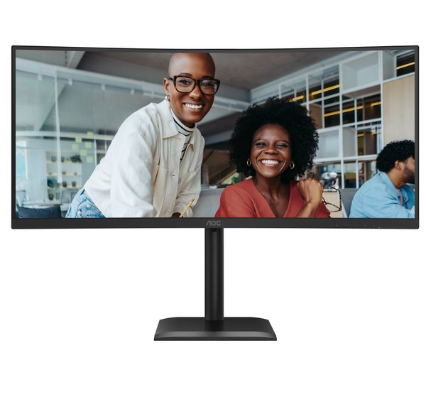 Монитор AOC 34" CU34E4CV 1500R, 21:9, VA, UWQHD, 4ms, 350cd, HDMI, DP, USB, USB-C, LAN, SPK, HAS