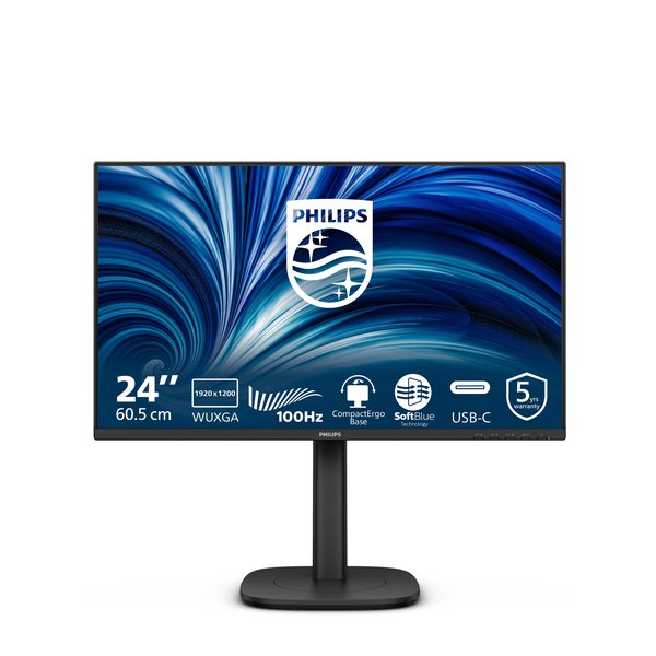 Монитор 24.1" Philips 24B2N3200D черный IPS LED 4ms 16:10 HDMI M/M матовая HAS Piv 300cd 178гр/178гр 1920x1200 100Hz VGA DP FHD USB 5.76кг