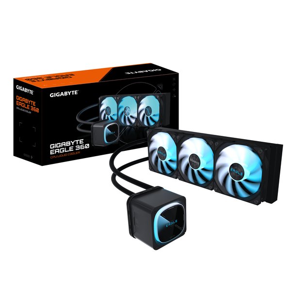 Жидкостная система охлаждения Gigabyte Eagle 360 ARGB черный, алюминий/медь, 2000 об/мин, 37.6 дБ, 4 pin