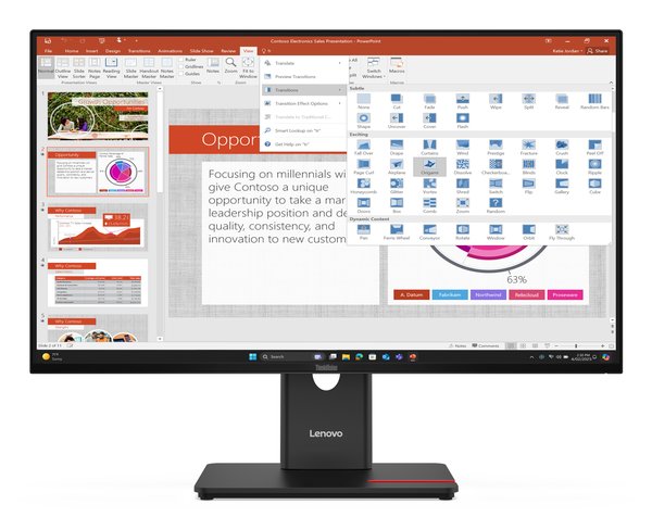 Монитор Lenovo ThinkVision T27-40 27" 16:9 FHD (1920x1080) IPS, 120Hz, 300N, 1xHDMI 1.4, 1xDP 1.2, 1xVGA, 3xUSB-A (USB 5Gbps), 1xUSB-C (USB 5Gbps, PD 15W), 1xUSB-B (USB 5Gbps), LTPS, 1Y