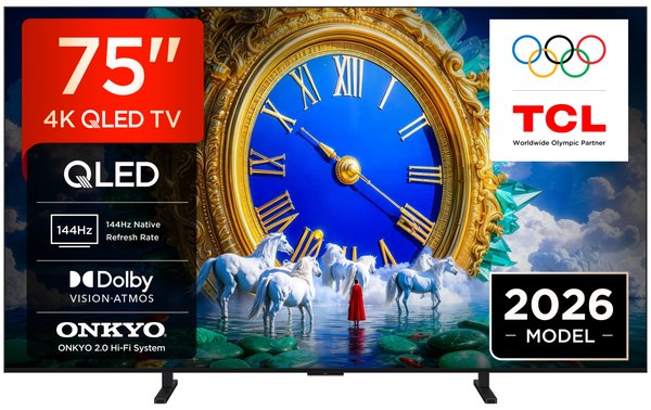 Телевизор TCL 75" 75A400, черный, QLED, 3840x2160 4K Ultra HD, 144 Гц, Google TV, 3 ГБ/32 ГБ