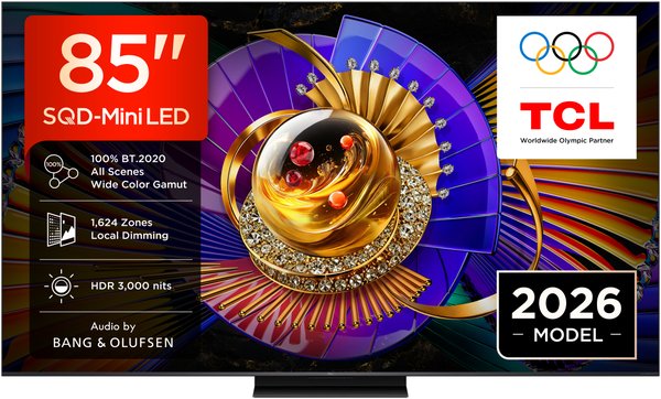 Телевизор QLED TCL 85" 85C7L SQD-Mini LED (2026) черный 4K Ultra HD 144Hz MEMC DVB-T DVB-T2 DVB-C DVB-S DVB-S2 USB WiFi Smart TV