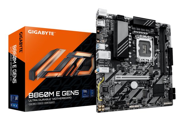 Материнская плата Gigabyte B860M E GEN5 B860, LGA1851, 2*DDR5, 1*PCIEx16, 1*PCIEx1, 2*M.2 6*USB3.2Gen1, 6*USB2.0, 4*SATA3.0, 1G, DP, HDMI, M-ATX, RTL