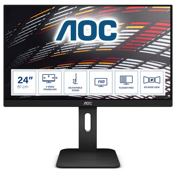 Монитор 24" AOC X24P1 IPS 1920x1200, 60 Гц, 4 мс, 16:10, 300 кд/м2, 1xHDMI, 1xDP, 1xVGA, 1xDVI, 1x3.5 мм, черный