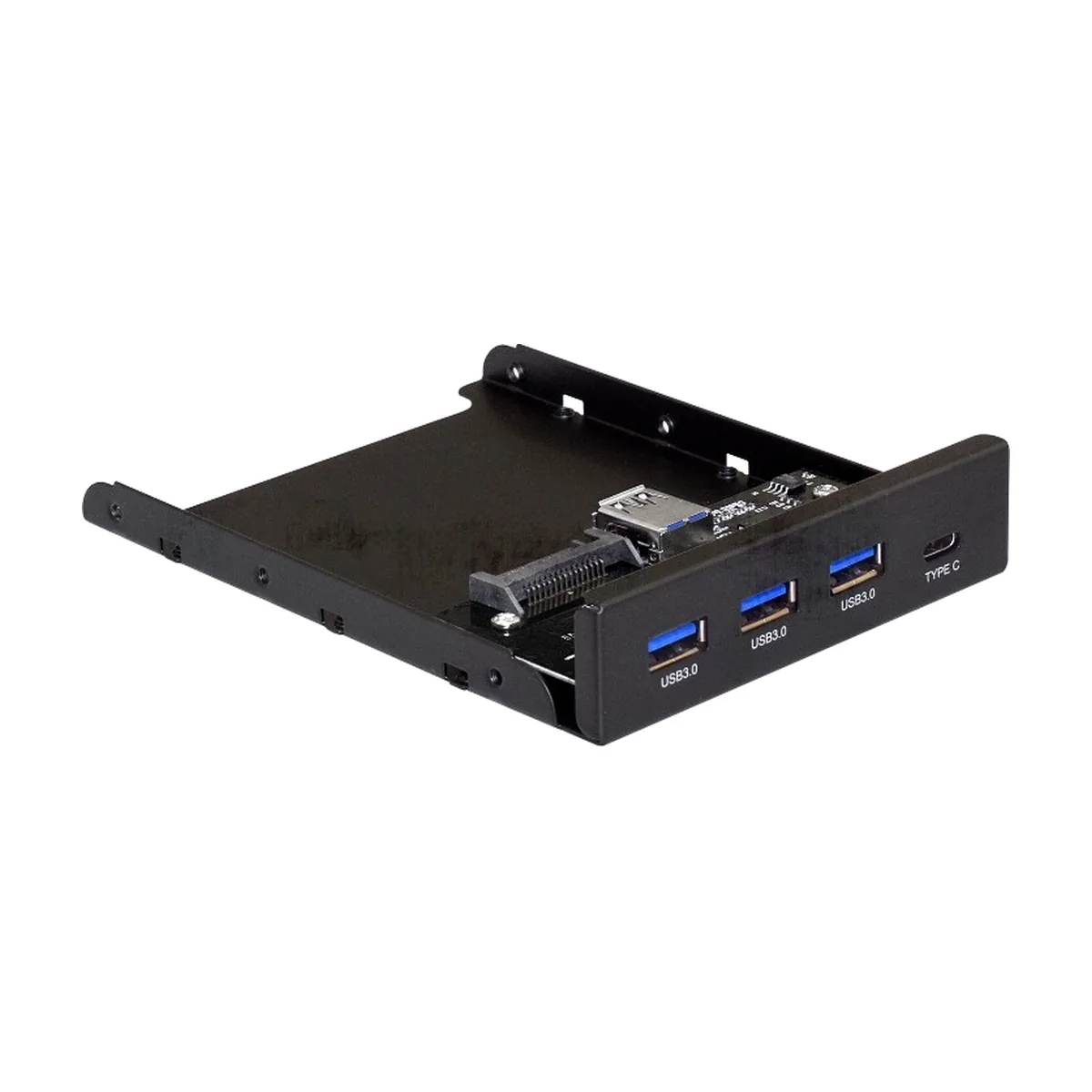 Планка USB на переднюю панель ExeGate U3H-623, 3,5", 3*USB3.0+1*TypeC, черная, металл, подсоединение к мат. плате12