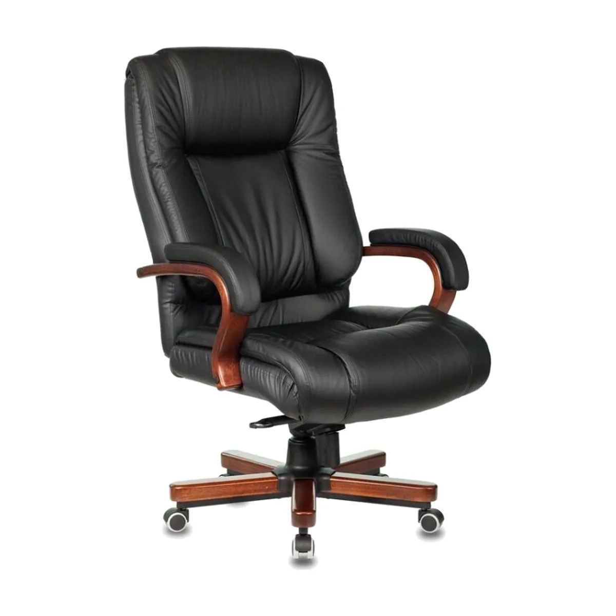 Кресло Бюрократ T-9925WALNUT/BLACK черный, кожа