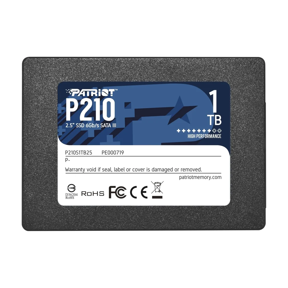 Накопитель SSD Patriot P210, 1Tb, SATA III, 2.5", R/W 520/430