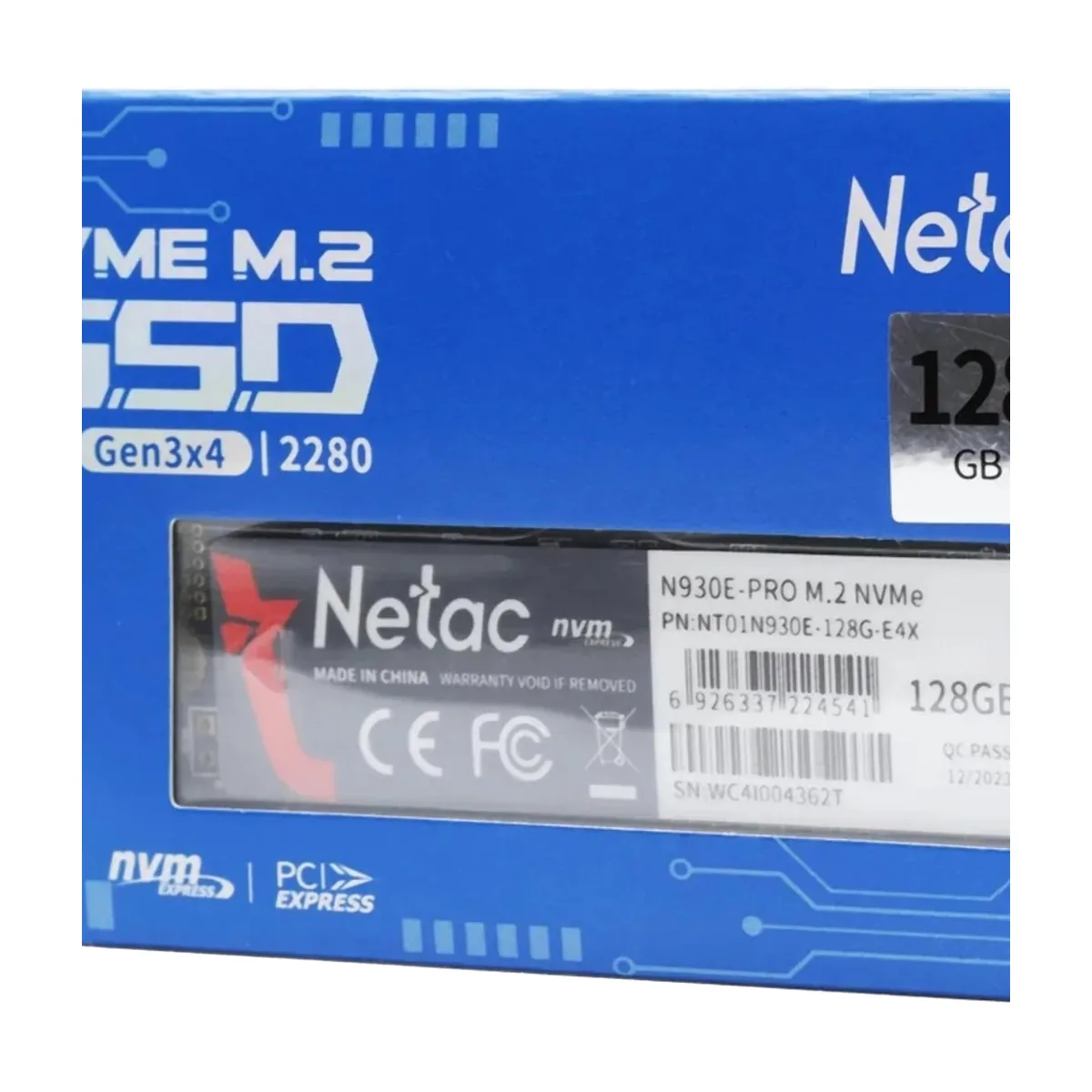 Накопитель SSD Netac N930E Pro, 128Gb, PCIe 3.1 x4, M.2 2280, NVMe, R/W 970/650