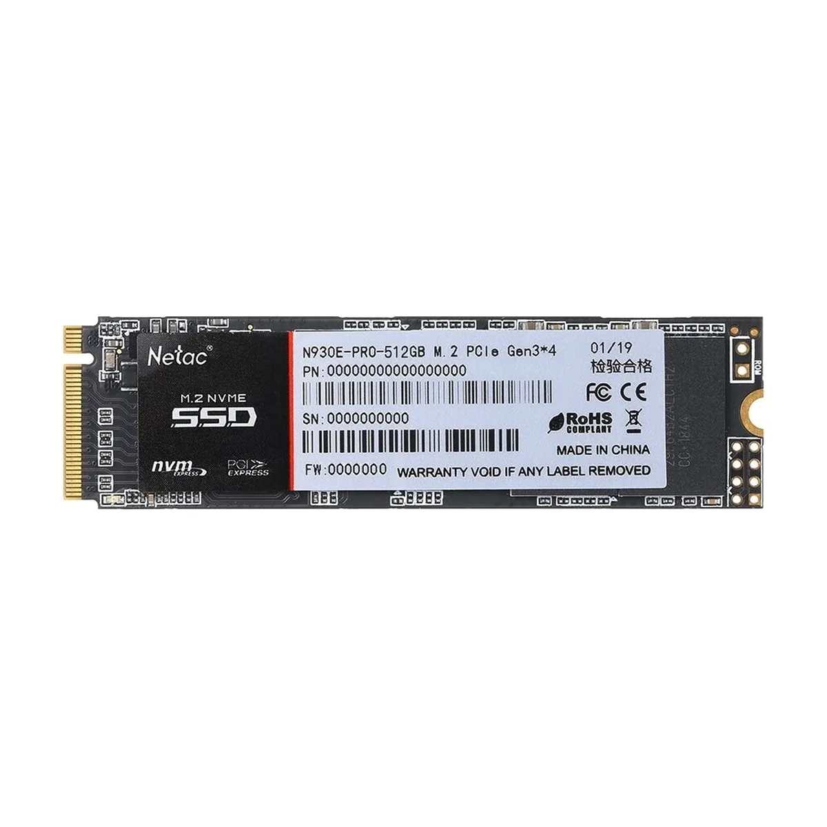 Накопитель SSD Netac N930E Pro, 512Gb, PCIe 3.0 x4, M.2 2280, NVMe, R/W 2080/1700