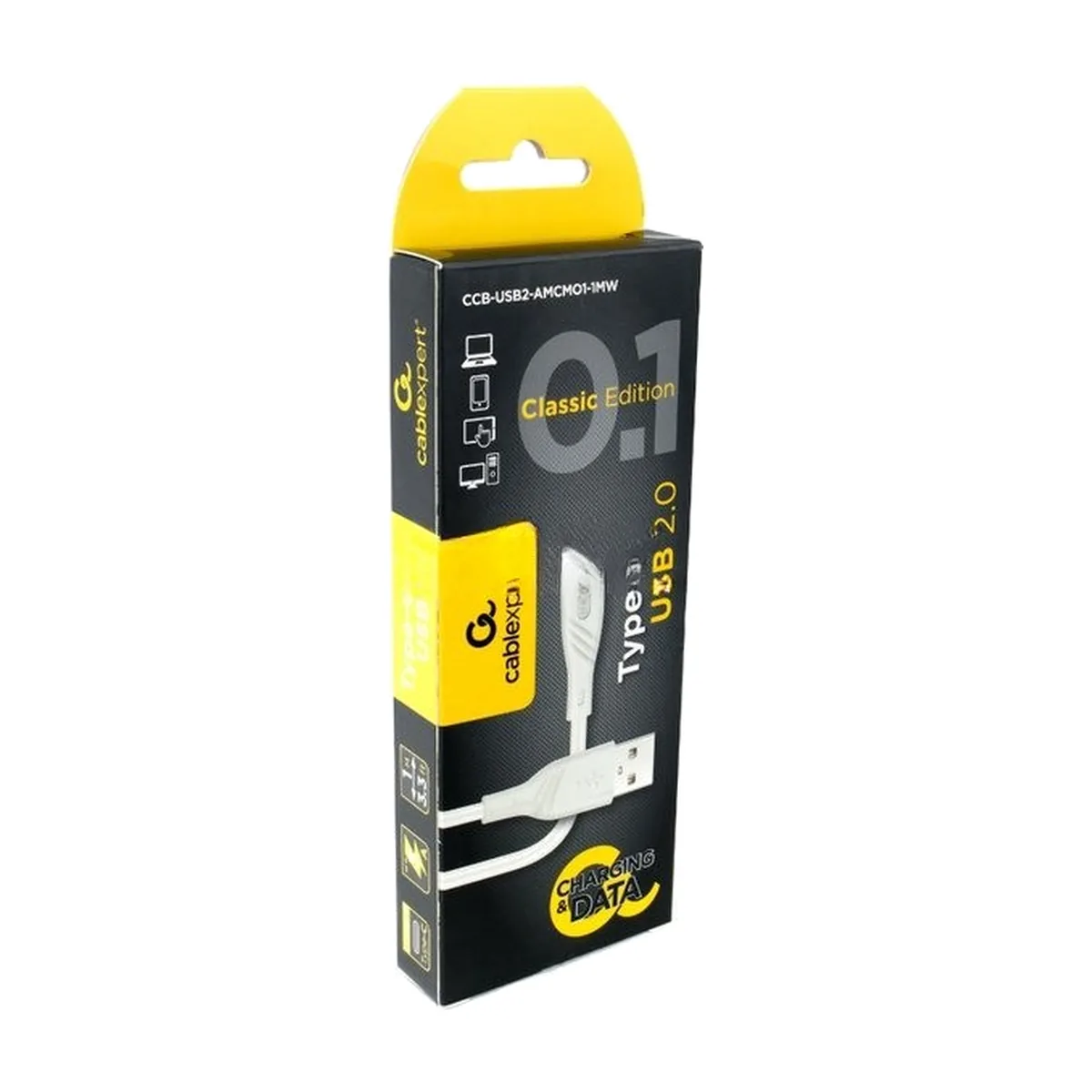 Кабель USB2.0 Cablexpert CCB-USB2-AMCMO1-1MW, AM/Type-C, издание Classic 0.1, длина 1м, белый, блистер