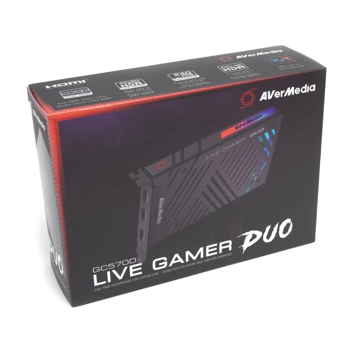 Карта видеозахвата Avermedia Live Gamer DUO, PCI-Express x4 Gen 2, 2xHDMI, 2160p60 HDR, (GC573), RTL