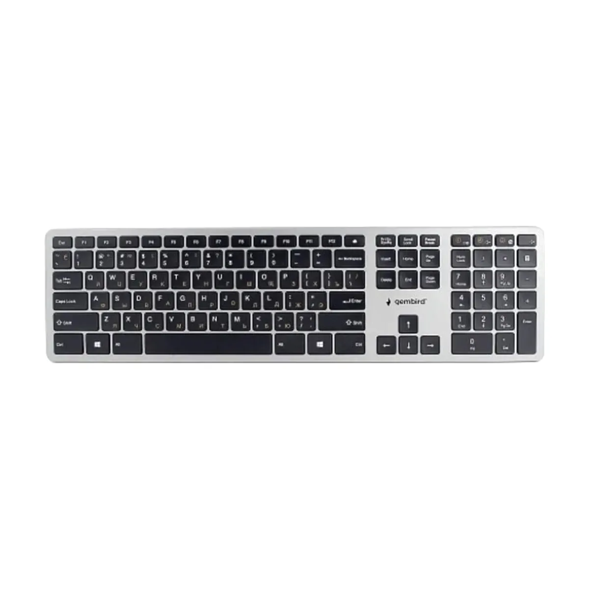 Клавиатура беспроводная Gembird KBW-3, USB, серебристый/черный