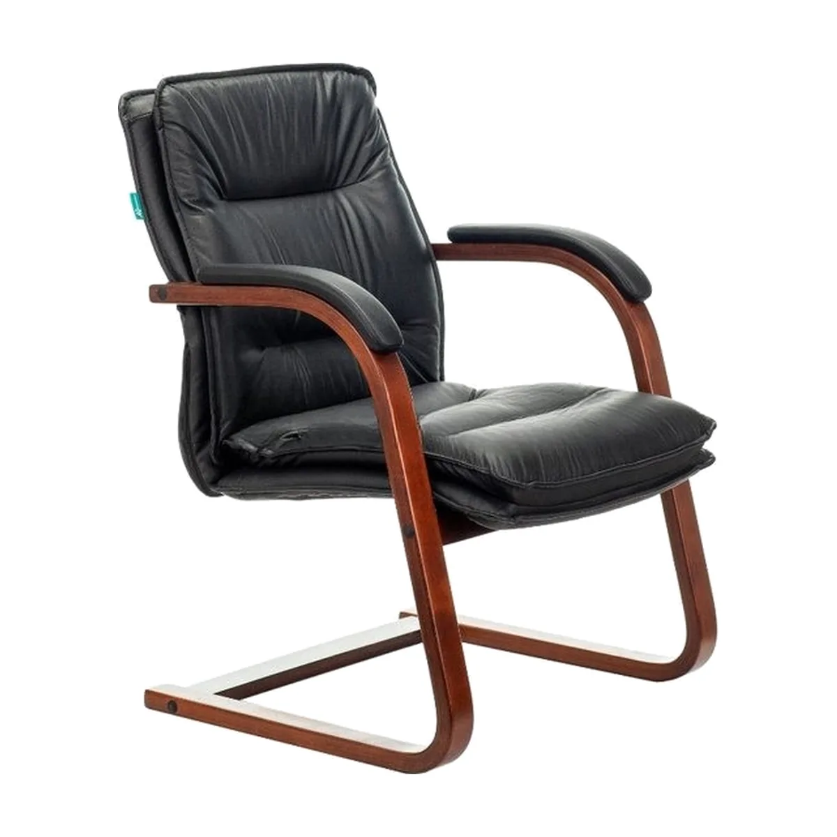 Кресло офисное Бюрократ T-9927WALNUT-AV черный, кожа, полозья дерево