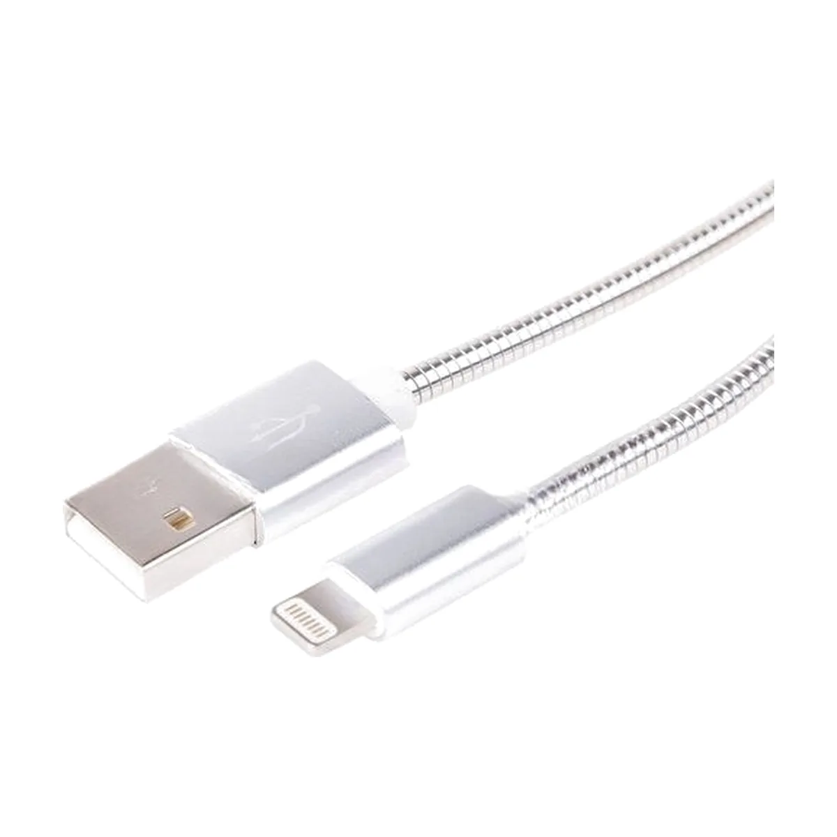 Кабель USB Rexant для iPhone 5/6/7 моделей, шнур в металлической оплетке серебристый